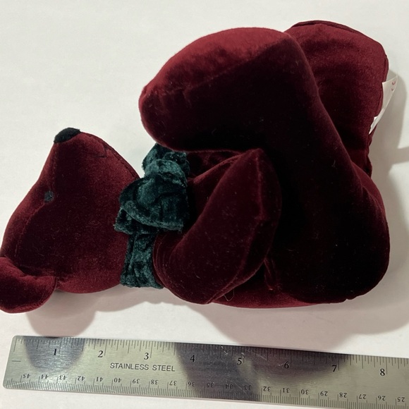 Russ Royal Winterfest Dark Red Velvet Bear Razzles Plush Stuffed Animal VTG - Picture 10 of 11